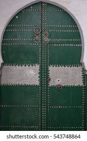 View of typical door architecture in Tetouan city, Morocco.