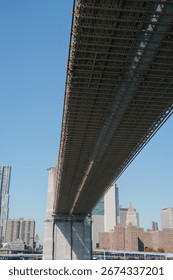 view up under a bridge