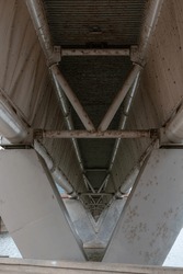 View Underneath Concrete Rail Bridge With Copy Space