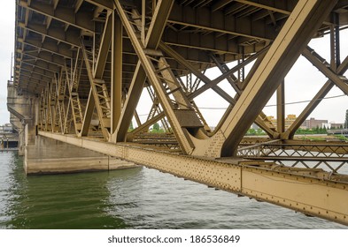 View Of The Underside Of The Burnside Bridge In Portland, Oregon