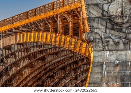 A view of the underside of one of the arches of Longfellow Bridge across the Charles River in Boston shows off the civil engineering design that went into construction of the bridge.