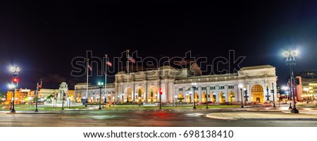 View of Union Station in Washington DC at night. United States