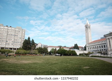 View Of University Of Berkeley With Sather Tower And The Bancroft Library, California USA