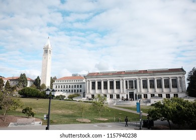 View Of University Of Berkeley With Sather Tower And The Bancroft Library, California USA