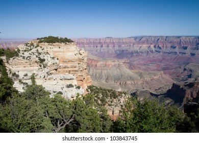 View Of The Unkar Delta, Where The Smaller Unkar River Joins The Colorado, From The North Rim