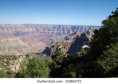 View Of The Unkar Delta, Where The Smaller Unkar River Joins The Colorado, From The North Rim