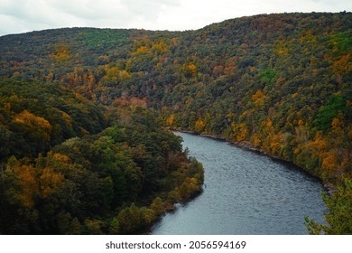 View Of Upper Delaware Scenic Byway With Autumn Colors