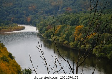 View Of Upper Delaware Scenic Byway With Autumn Colors