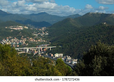 View From The Upper Station Of Funicular Zecca-Righi On Genoa,Liguria,Italy,Europe
