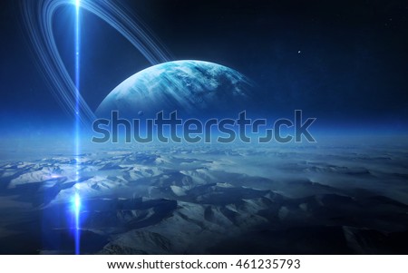 View of Uranus from Titania. Elements of this image furnished by NASA