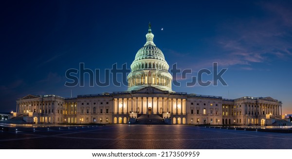 View of the US Capitol, House and Senate In a\
Peacefull Evening