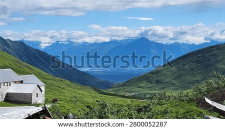 view of the valley and mountains