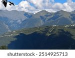 A view of a valley with mountains in the background, featured on flickr, new objectivity, creative commons attribution, panorama