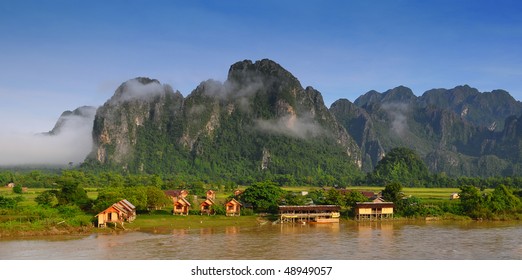 View Of Vang Vieng, Laos.