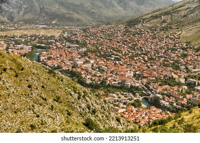 View From A Vantage Point Of The City Of Mostar In Bosnia And Herzegovina