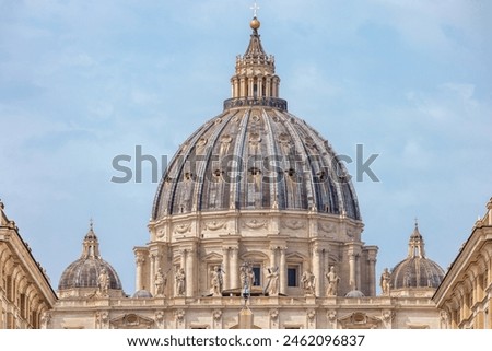View of Vatican Dome of St. Peter's Basilica. Rome, Italy