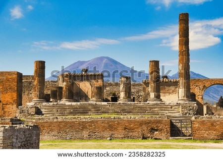 View of Vesuvius from the forum in Pompeii