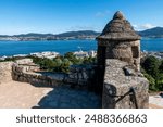 View of the Vigo estuary from the castle on Mount O Castro. Galicia, Spain.