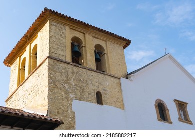 View Of Villa De Leyva's Historic Church And Colonial Architecture.