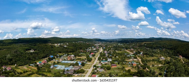 View Of The Village Of Azov From The Air In The Area Of Mount Soberly. Russia, Krasnodar Territory, Seversky District