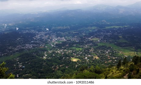 View of the village from a hilly area in Gampola, Sri Lanka. 