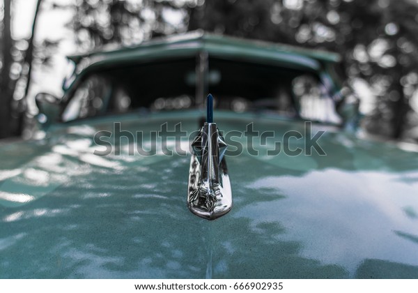 View of vintage car hood
ornament