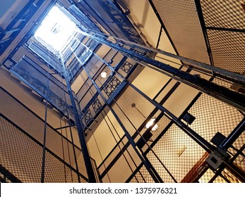 View of vintage elevator in a heritage building