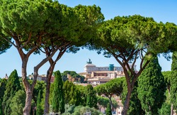 View Of The Vittorio Emanuele II Monument From The Roseto Comunale In Rome