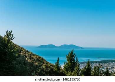 View Of Vlora Shore And Sazan Island.