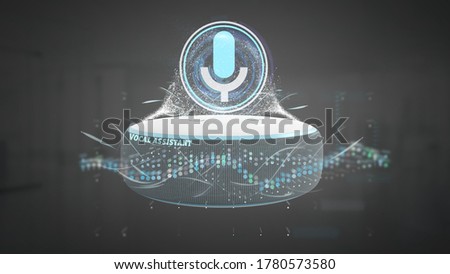 View of a vocal assistant and wave equaliser - 3d rendering