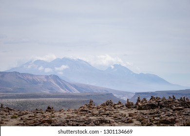 View of Volcanos Chucura, Hualca, Sabancaya, Ampato and Misti from Mirador del los Andes which is at 16,000 feet above sea level - Powered by Shutterstock