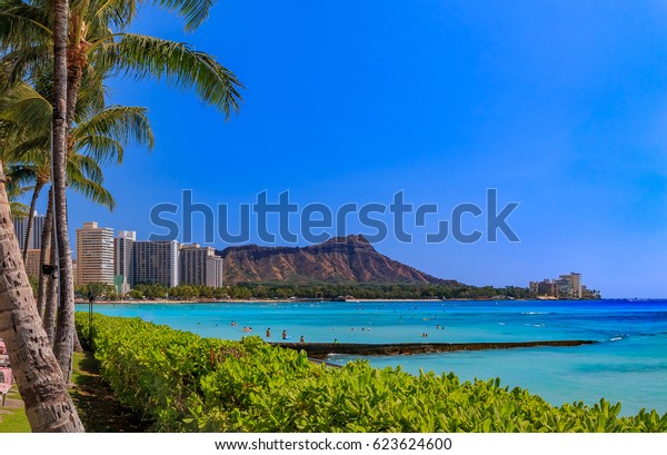 Vista De Waikiki Beach Y Diamond Head En Honolulu Hawaii Estados Unidos