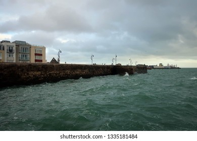 View Of Walls Of Old Sally Port In Portsmouth, England