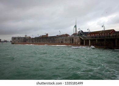 View Of Walls Of Old Sally Port In Portsmouth, England