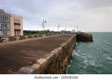 View Of Walls Of Old Sally Port In Portsmouth, England