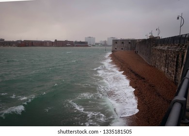 View Of Walls Of Old Sally Port In Portsmouth, England