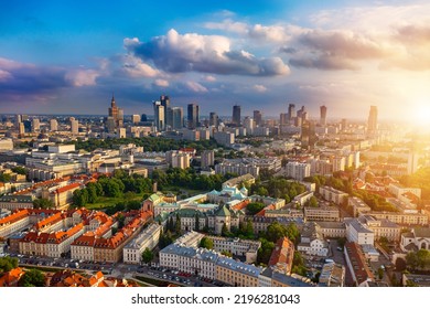 View of Warsaw modern business district with blue sky and clouds. Travel view - Shutterstock ID 2196281043