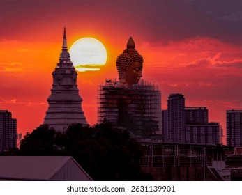 View of Wat Pak Nam, Phasi Charoen, statue of Phra Buddha Dhammakaya Thepmongkol - Powered by Shutterstock - Get 15% off with code: PIKWIZARD15