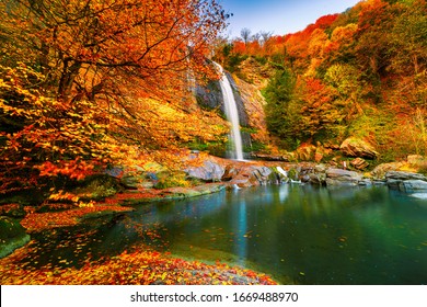 View of the waterfall in autumn. Waterfall in autumn colors. Suuctu Waterfalls, Bursa, Turkey.  - Powered by Shutterstock