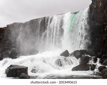 View of Öxarárfoss waterfall in Iceland