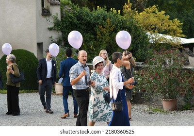 View Of Wedding Guests Leaving The Party In Kreuzlingen, Switzerland - 09.12.20