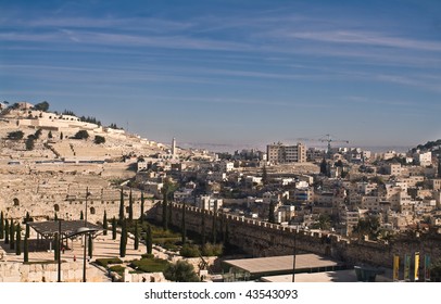 View Of West Bank From The Old City Of Jerusalem In Israel