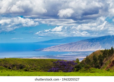 View of the West Maui coastline from uocountry Kula.