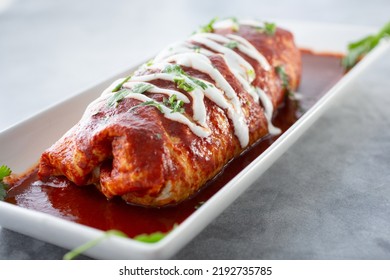 A View Of A Wet Burrito Plate.