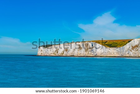 View to the white cliffs of Dover located in Kent - England