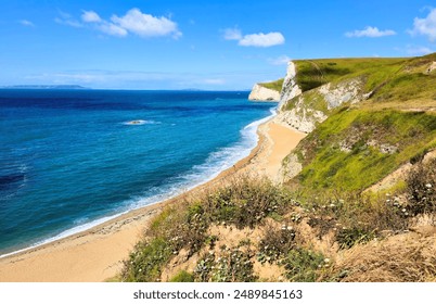 View of the white cliffs of the Jurassic Coast of Dorset, England, UK - Powered by Shutterstock