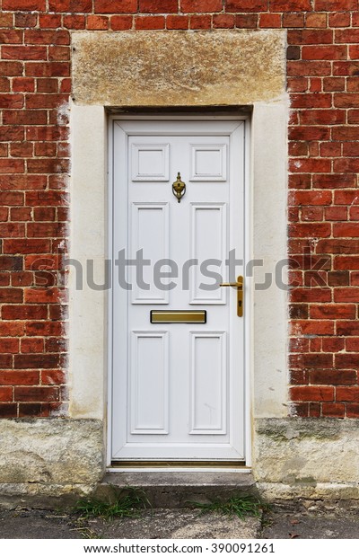 View White Front Door Red Brick Stock Photo Edit Now 390091261