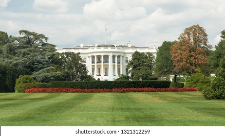 View Of The White House In Washington From The South Lawn