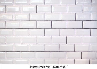 A view of white modern subway tile, as a background.