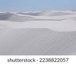 View of white sand dunes along the Alkali Flat Trail at White Sands National Park, New Mexico